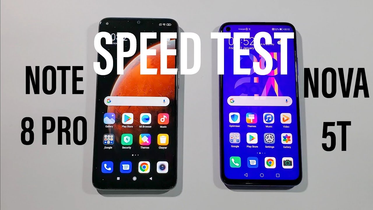 Xiaomi Note 8 Pro vs Huawei Nova 5T Comparison Speed Test