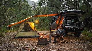 Relaxing SOLO Camping in the Rain [Cosy Set Up with Mountain Views, Nature ASMR]