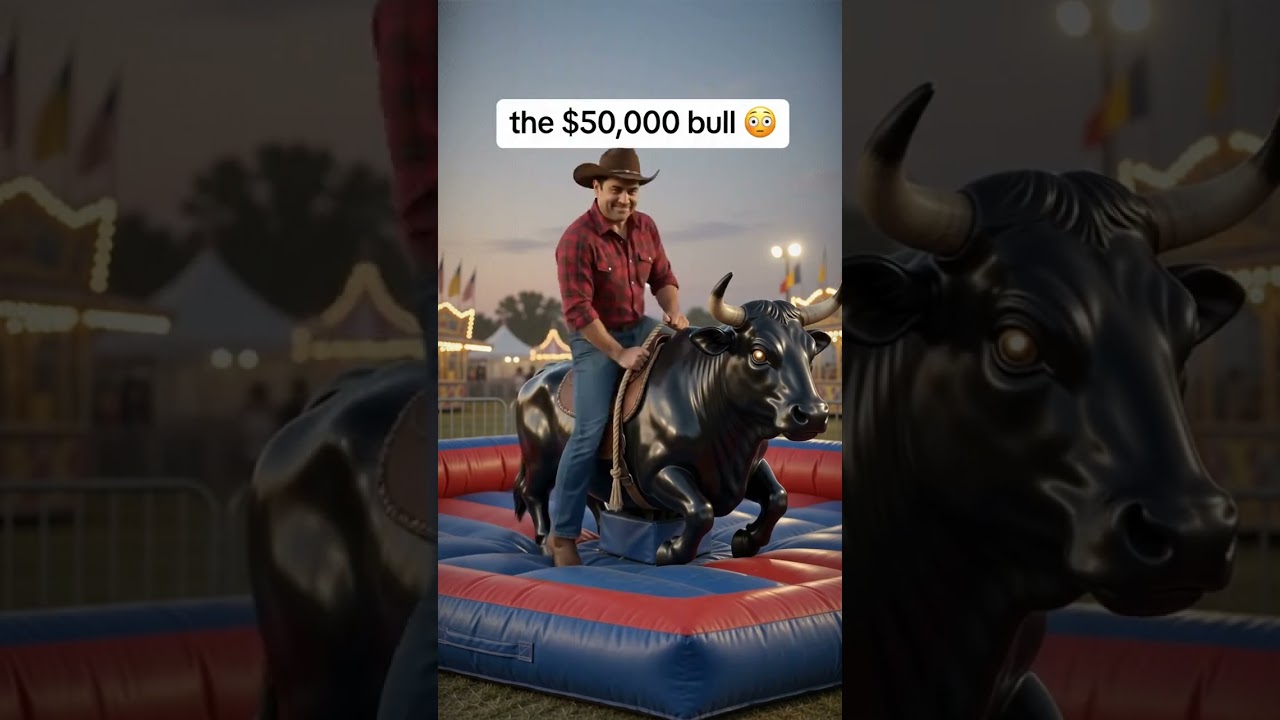 $1 Mechanical Bull vs a $50,000 One. I Bet I'd Last 10 Seconds. I Lasted 2. 🤠🌪️💀