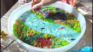 Epoxy Resin Table with Flowers & Waves — So Satisfying 😍
