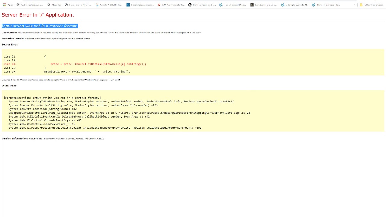 Fix :Unable to cast object of type 'WebControls.DataControlFieldCell' to type 'System.IConvertible'.