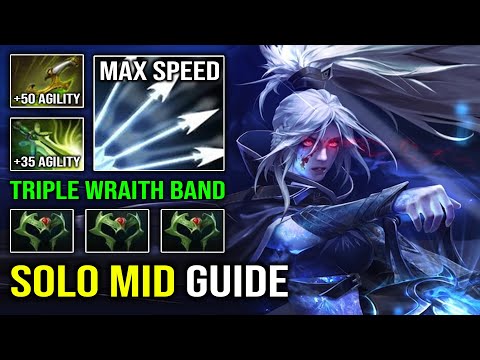 How to Solo Mid Drow Ranger in 7.32c with Triple Wraith Band Butterfly 100% Full Agility Speed DotA