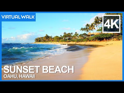 Sunset Beach Park 4K Virtual Walking Tour - North Shore Oahu, Hawaii Beach Walk & Travel Guide