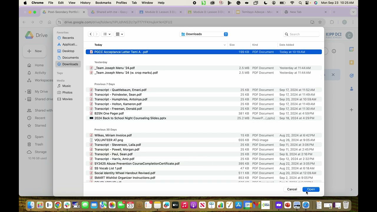 Student Folder Portfolio Instructions