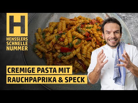 Quick Creamy Pasta with Smoked Paprika and Bacon Recipe by Steffen Henssler