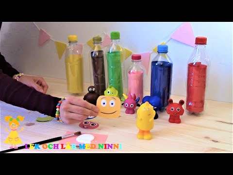 Pyssla babblarna av tomflaskor - Lär dig färger - Lek och lär med Ninni