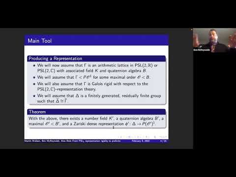 From PSL2 representation rigidity to profinite rigidity - Alan Reid and Ben McReynolds