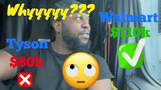 Tyson should pay their drivers better then Walmart $110k |  Trucking from Penn to Massachusetts