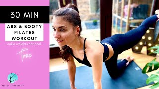 30 MIN ABS & BOOTY Pilates Workout with optional Ankle Weights \ Bala Bangles