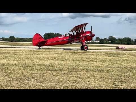 Vicky Benzing taxi PT-17 Stearman at AirVenture 2023