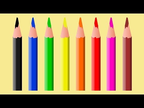 Learning colors with colored pencil from school supplies