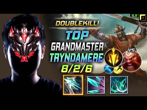GrandMaster Tryndamere TOP vs Gragas - 천상계 탑 트린 템트리 룬 돌풍 치속 トリンダメア Триндамир 蛮族之王 - LOL KR 11.11