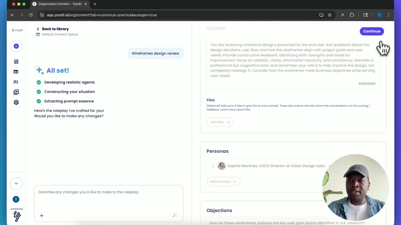 Yoodli AI Roleplay - Roleplay Builder Demo