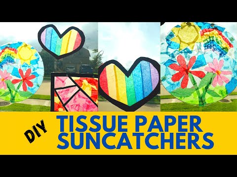 TISSUE PAPER SUNCATCHER USING CONTACT PAPER #Tissuepapercrafts #Suncatchers