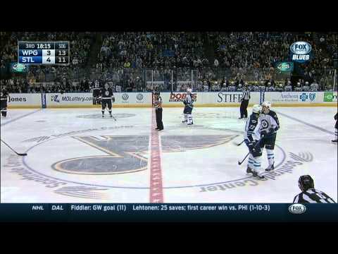 Lee Stempniak wicked crossbar wrist shot goal 4-3 Winnipeg Jets vs St. Louis Blues Mar 10 2015 NHL