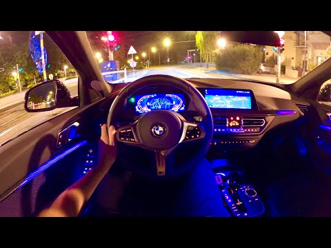 New BMW 1 Series (2021) - night POV test drive (PURE DRIVING, different ambient lights) M Sport