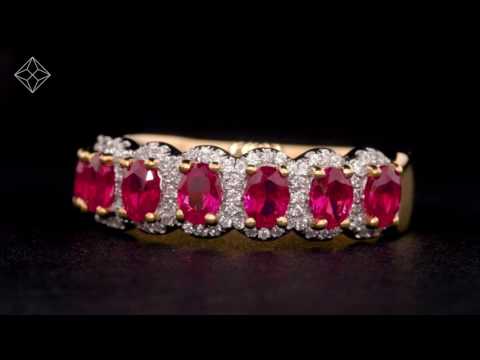 RUBY AND DIAMOND HALO ETERNITY RING IN 18K GOLD VERSION - ASTERIA COLLECTION - FT89 T