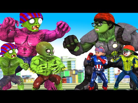 Avenger Team Hero Transform Giant NickHulk vs Team Zombie rescue Couple Baby Nick - Scary Teacher 3D