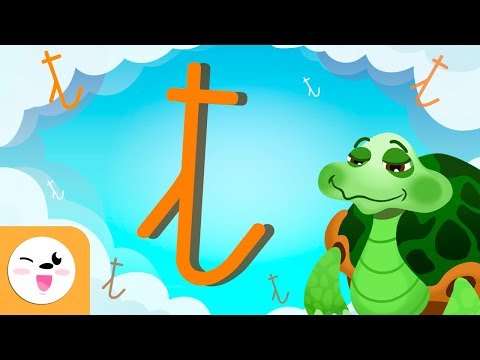 Letra T con caligrafía enlazada - El abecedario para niños