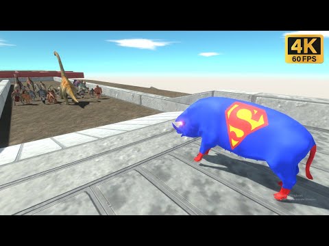 Trying to escape from Superman Wild Boar - Animal Revolt Battle Simulator