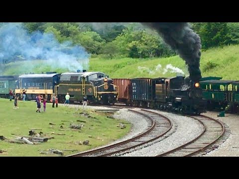 The Great Train Race!  Steam Vs Diesel!  Steam Locomotive Racing Diesel Train In Cass, West Virginia