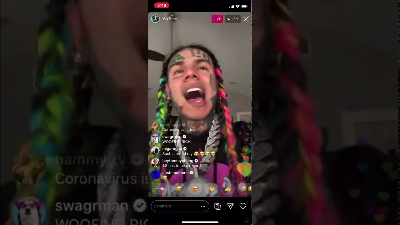 Full 6ix9ine iG Live (breaks the ig live record!!)