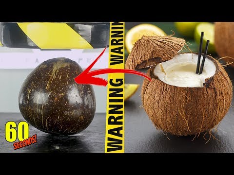 60 SECONDS Experiment - HYDRAULIC PRESS VS Coconut | CRASH TEST