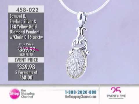 Samuel B. Sterling Silver & 18K Yellow Gold Diamond Pendant with Chain at The Shopping Channel 45...