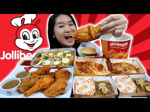 JOLLIBEE FEAST! Fried Chicken, Spaghetti, Burger Steak & Fiesta Noodles • Mukbang • Eating Show Video
