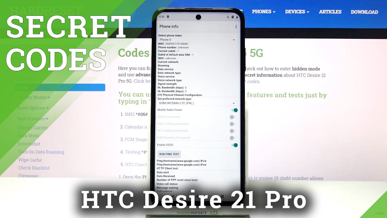 Secret Codes HTC Desire 21 Pro