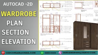 AUTOCAD WARDROBE DESIGN WITH DETAIL SECTION AND ELEVATION