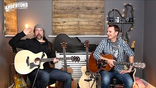 Mahogany Tops vs Spruce Tops - Taylor 300 Series Acoustic Shoot Out!
