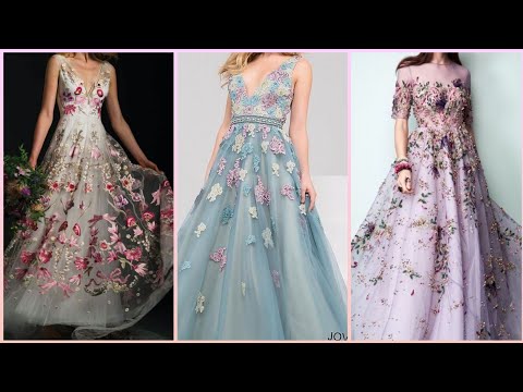 elegant designer's embroidered floor length maxi dresses/prom gowns