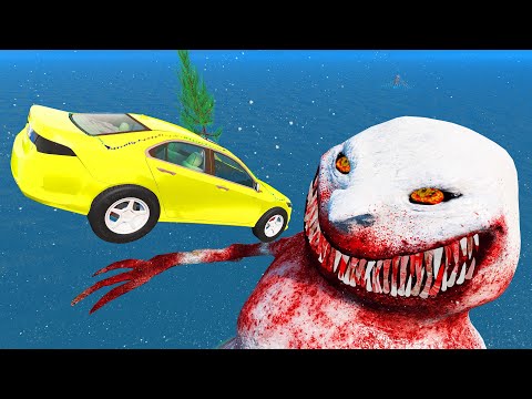 Jumping In The Mouth Of The Scary Snowman - Beamng drive