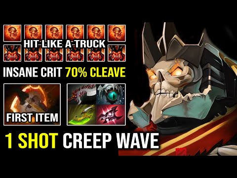 WTF 1st ITEM Battle Fury Wraith King | Brutal Crit Cleave 1 Shot Creep Wave Insane 7.30c OP Dota 2