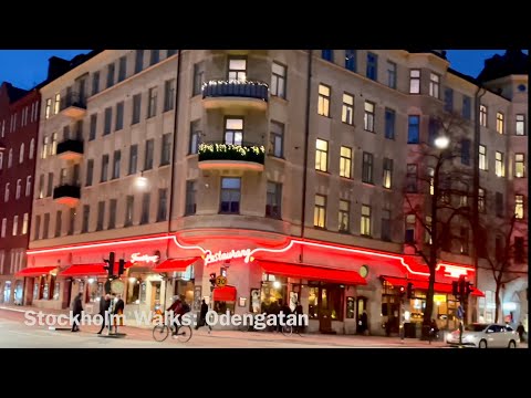 Stockholm Walks: charming Odengatan on a winter evening.