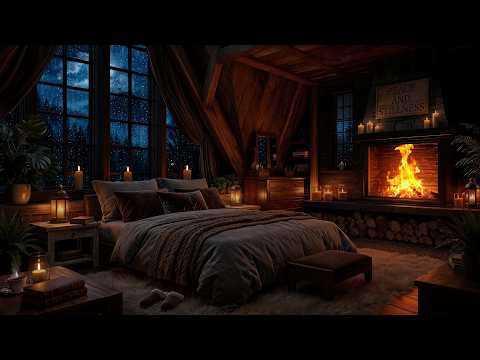 Sleep Better Tonight with Cozy Rain Sounds and Warm Fireplace 🔥Sleep Instantly and Relaxation