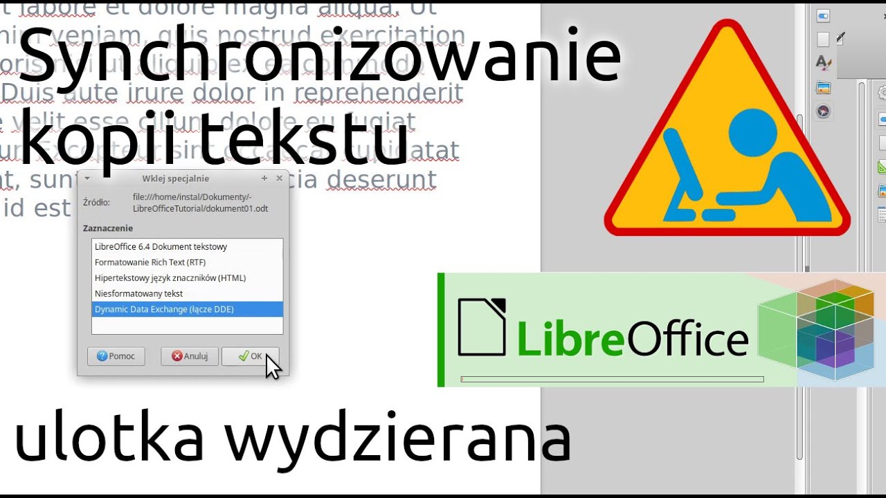 LibreOffice - synchronizowanie wielu kopii tekstu (ulotka wydzierana)