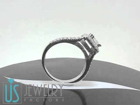 SKU: ER-345PR  PRINCESS CUT DIAMOND ENGAGEMENT RING SPLIT SHANK 14K WHITE GOLD