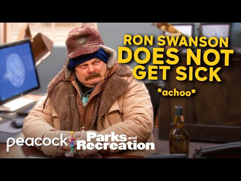 Ron Swanson being sick and refusing help for 13 minutes straight | Parks and Recreation
