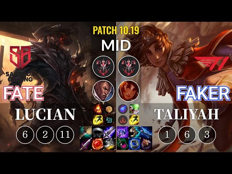 SB FATE Lucian vs T1 Faker Taliyah Mid - KR Patch 10.19