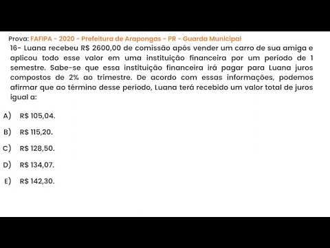 24- Prova de concurso público: FAFIPA - 2020 - Prefeitura de Arapongas - PR - Guarda Municipal