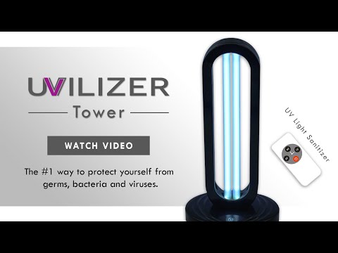  UVILIZER Tower - UV Light Sanitizer & Ultraviolet Sterilizer  Lamp w/Remote Control (Portable UV-C Cleaner for Home, Baby Room, Office, 38W UVC Disinfection Bulb, Kill Germs, Bacteria, Virus