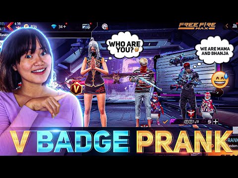 V Badge Prank with World Chat Players Mama & Bhanja 😂 | Garena Free Fire | Sooneeta