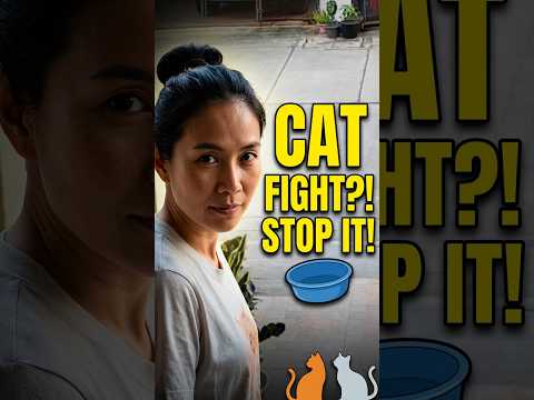 Is this the best way to break up a cat Scuffle? 🧐 #catfight #pets