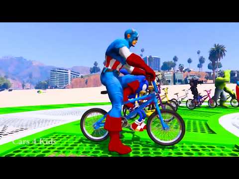 Сolors Cars  for Kids with BMX Jetski & Spiderman Cartoon w Bus Superheroes for babies