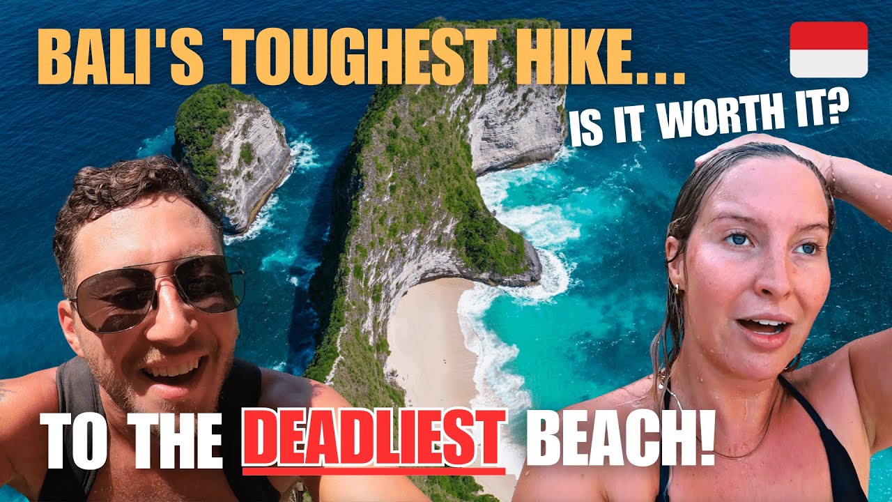 Experience the thrill as a duo embarks on an exciting trek to Kelingking Beach.