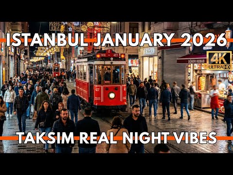 Istanbul Turkey 2026 4K Night Walk | Istiklal Street → Taksim Square Real Night Vibes(Crowds&Lights)
