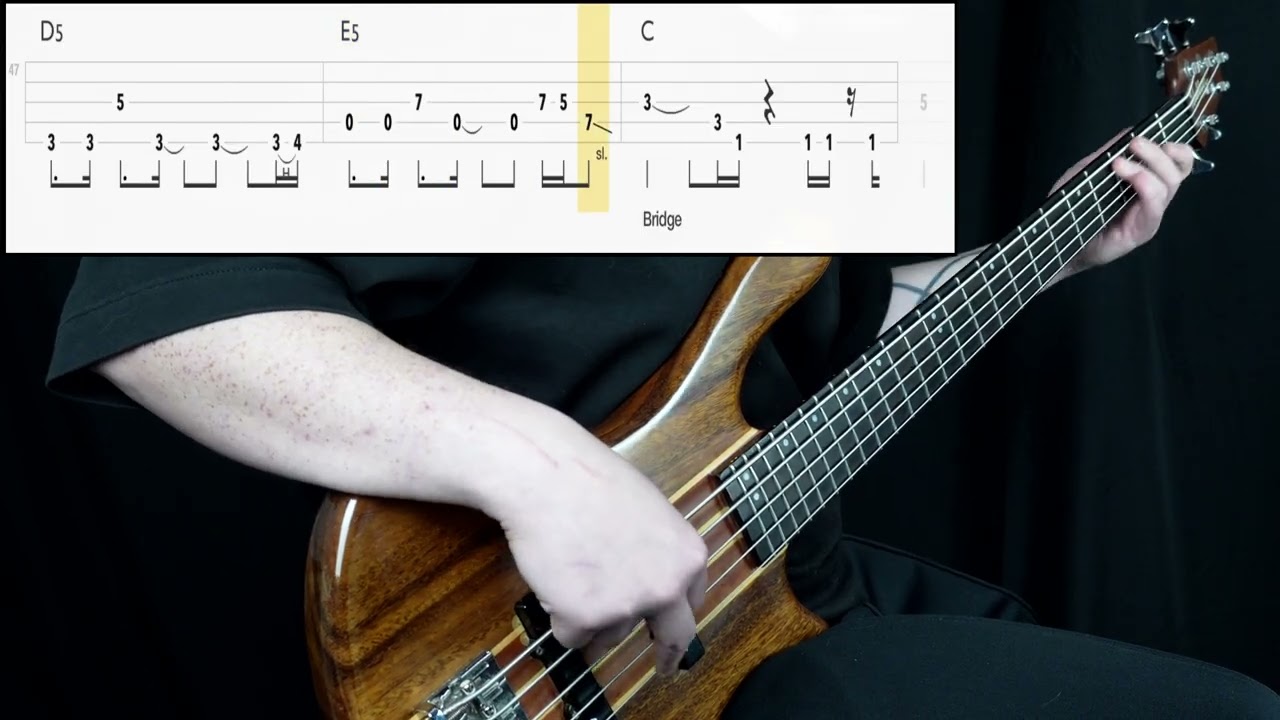 Evanescence - Bring Me To Life (Bass Only) (Play Along Tabs In Video)