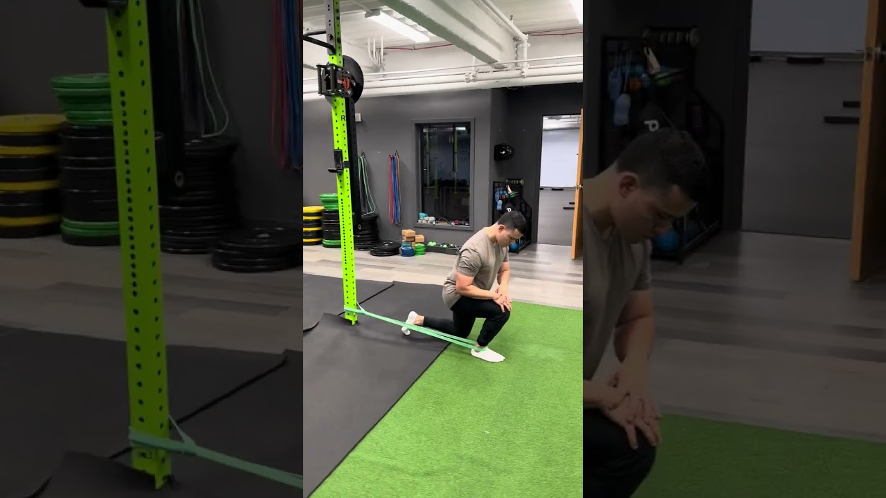 Half Kneeling Banded Ankle Dorsiflexion Mobilization - YouTube
